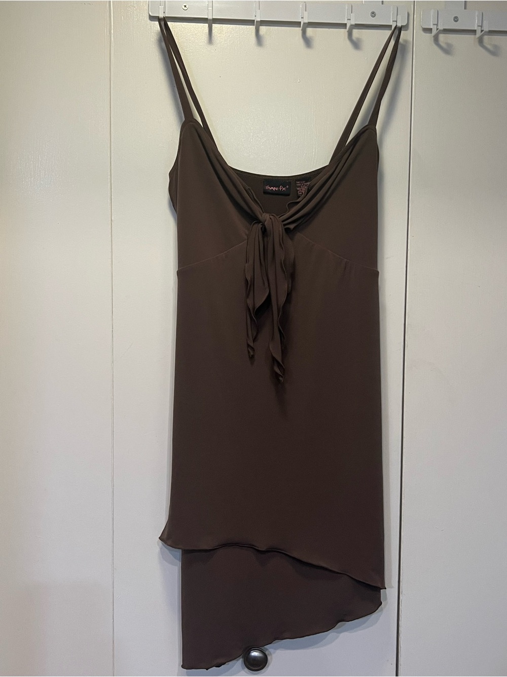 Shape FX Brown Spaghetti-Strap Tie-Front Camisole